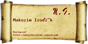 Makszim Izsák névjegykártya